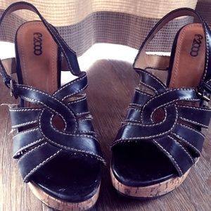 Springtime Black and Cork Heels